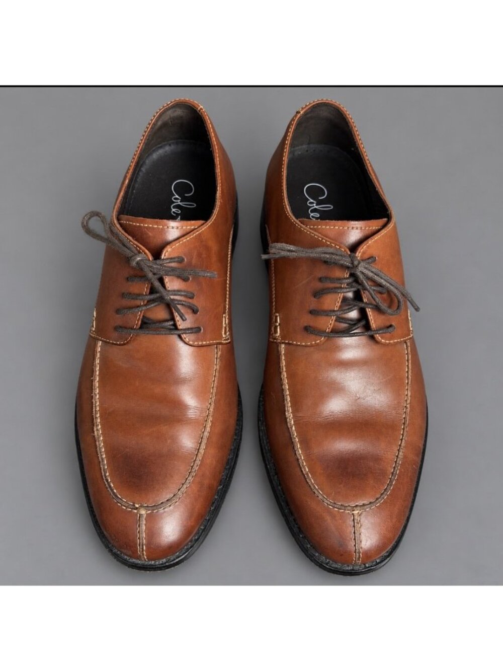 COLE HAAN Mens Size 8.5W Brown Leather Lace-Up Oxford Dress Shoes